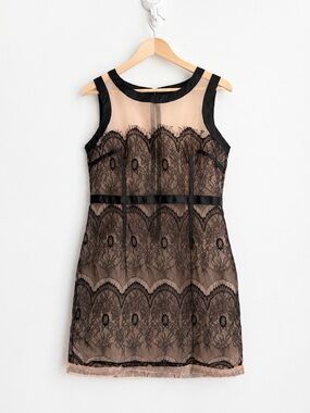 Vintage 90s Coquette Sheer Lace Boudoir Slip Mini Dress M